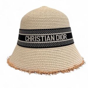 Dior Beige and Black Straw Hat
